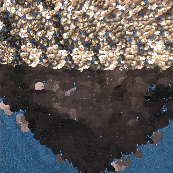 blue mermaid sequin heart shirt from Express - Picture 3 of 4